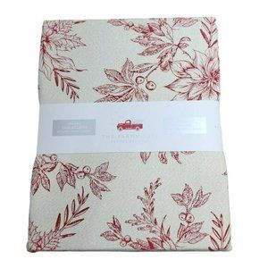 Rachel Ashwell‎ Poinsettia Christmas Tablecloth 60x84 Oblong Ivory Burgundy Gold